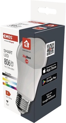 EMOS GoSmart Żarówka E27 806lm 9W 2700-6500K RGBW WiFi ZigBee