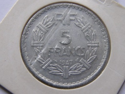 FRANCJA FRANCE 5 FRANCS 1947 ROK BCM HOLDER !!!!!!