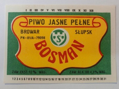 Etykieta Browar Słupsk - Piwo BOSMAN