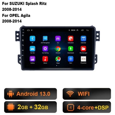 NAVEGACIÓN GPS ANDROID 13 RADIO PARA OPLA AGILA SUZUKI SPLASH RITZ 2008-2014  