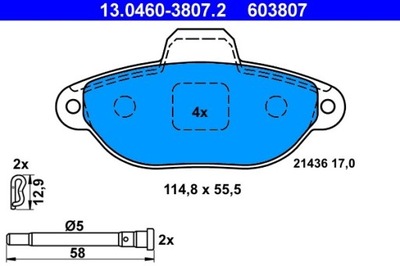 КОЛОДКИ ГАЛЬМІВНІ FIAT ПЕРЕД PANDA 1,1-1,2 03- 13.0460-3807.2