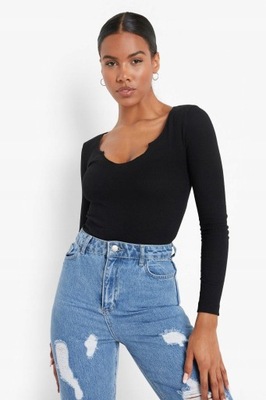 CZARNE DŁUGI RĘKAW XL LC14314 *BOOHOO BODY PRĄŻKOWANE