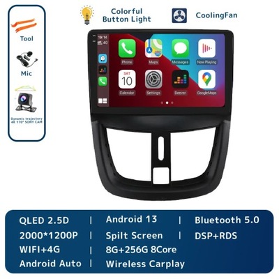 NAVEGACIÓN GPS PARA PEUGEOT 207 2006-2015 RADIO DE AUTOMÓVIL BEZPRZEWODOWE CARPLAY DSP RDS  