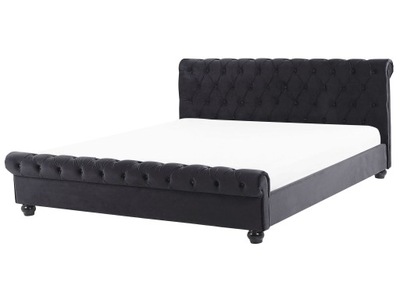 Łóżko welurowe pikowane 180x200 czarne