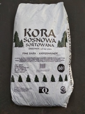 Kora sosnowa średnia sortowana 80l do ściółkowania