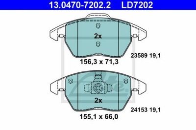 ATE 13.0470-7202.2 КОЛОДКИ КЕРАМІЧНІ ПЕРЕД PEUGEOT 207/208/307/308/3008/RCZ