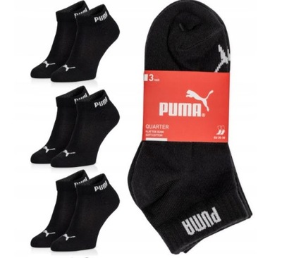 Skarpetki PUMA 3PAK zakostki/QUARTER czarne r. 35/38 Oryginalne sport 3szt