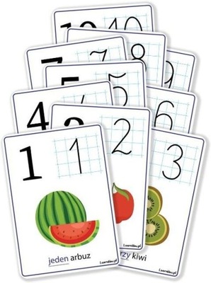 Plansze edukacyjne A4 - Cyfry 1-10, 10 kart