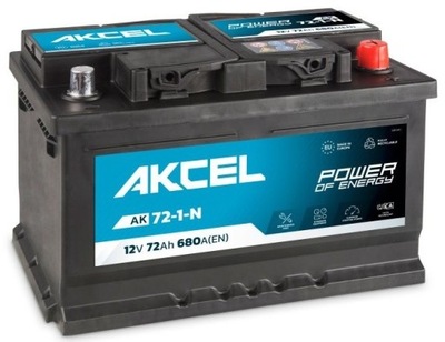 АКУМУЛЯТОР 12V 72AH 680A P+ OBNIŻANY AKCEL VARTA CLARIOS AK-72-1-N