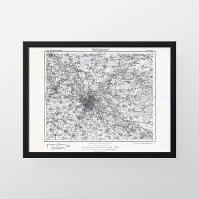 Mapa plan Wrocław Breslau 1889, Umgebungskarte Breslau - 70x50cm