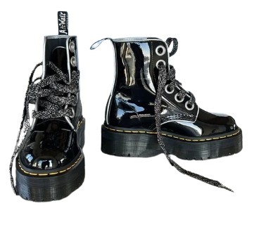 DR. MARTENS BOTKI CZARNE SKÓRZANE Z ZAPIĘCIAMI 39 14BE