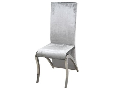 Wysokie srebrne welurowe krzesło 46x61x107 FT171