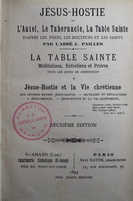 La Table Sainte 1894 r.