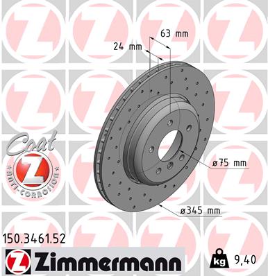 DISCO FRENOS ZIMMERMANN 150.3461.52 34216763827  