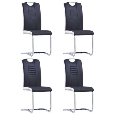 Krzesła stołowe, wspornikowe, 4 szt., czarne, sztu