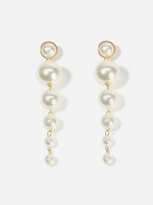 Kolczyki długie wiszące z perłami białe perły