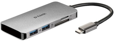 Hub USB-C 6w1 2x USB 3.0 USB-C PD HDMI 4K czytnik kart SD microSD