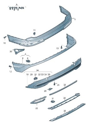 Audi q7 sq7 ii болты набор элементов крепёжных бампер задняя v04017001e фото №1