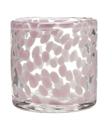 ŚWIECZNIK SZKLANY NAKRAPIANY RÓŻOWY 10x10 TEALIGHT