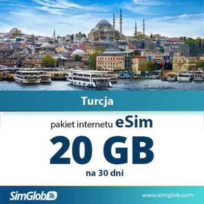 Internet eSIM Turcja 20GB na 30 dni
