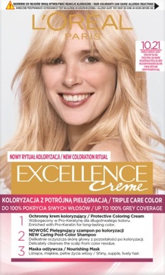 Farba do włosów L'Oréal Paris Excellence 10.21 BARDZO JASNY PERŁOWY BLOND