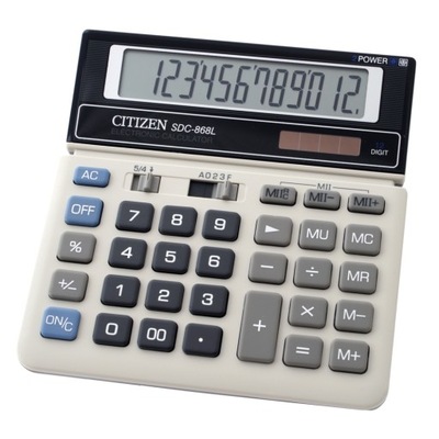 Citizen Kalkulator SDC868L, czarno-biały, biurkowy, 12 miejsc