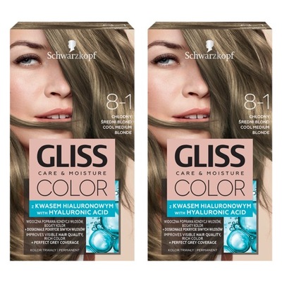 Gliss Color Farba włosów Chłodny średni blond x2