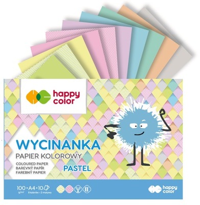 WYCINANKA blok zeszyt papierów kolorowych PASTELOWYCH HAPPY COLOR A4 10 k