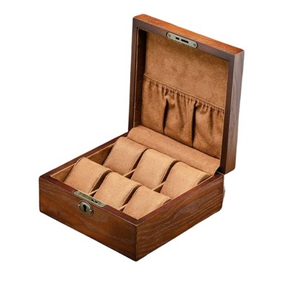 6 Slot Wood Watch Box, ze zdejmowanymi poduszkami