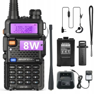 Baofeng UV-5R 8W KRÓTKOFALÓWKA RADIOTELEFON WALKIE TALKIE SKANER VHF UHF CE