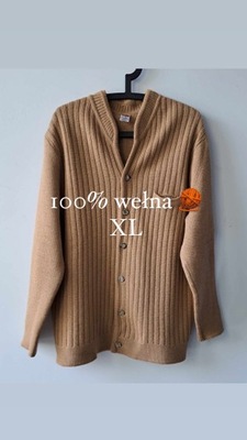 Sweter kardigan 100% wełna XL