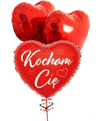 Balony Foliowe Serce KOCHAM CIĘ Walentynki 3szt.