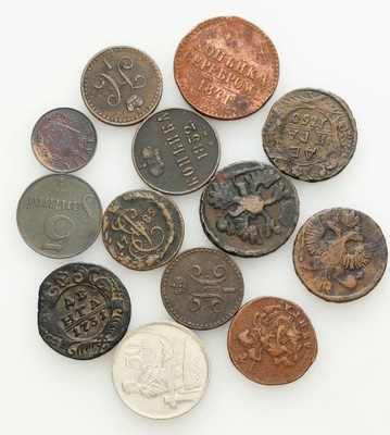 Rosja, Łotwa. Zestaw monet 13 sztuk