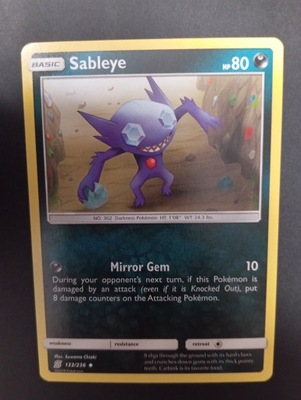 Sableye Unified Minds 2019 rok 133/236 POKEMON TCG