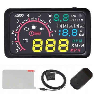 Projektor HUD LED LCD OBD2 W02B z Zegarami