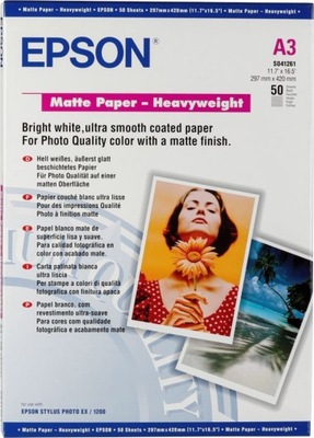 Papier EPSON matowy gruby A3 (50ark), 167 g/m2