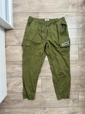 TOMMY HILFIGER JEANS JOGGERY ZIELONE MĘSKIE KIESZENIE XL