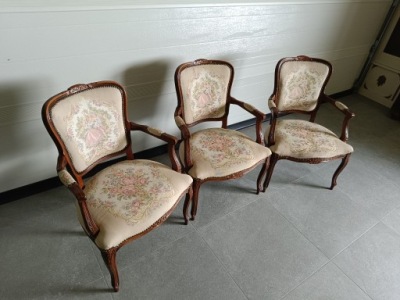 KRZESŁA LUDWIKOWSKIE HAFTOWANE KOMPLET 3 SZTUKI