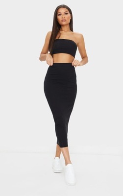 PRETTYLITTLETHING CZARNA MIDI SPÓDNICA 36 ZZA