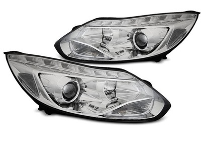 FAROS DELANTERO FORD FOCUS MK3 11-10.14 DIODO LUMINOSO LED CROMO  