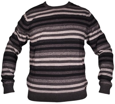 LEE sweter GREY stripes CREW NECK KNIT _ S 36