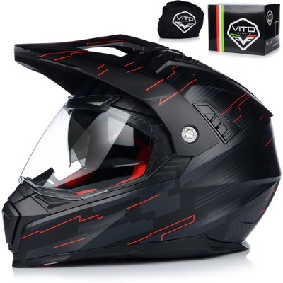 CASCO PARA MOTOCICLETA | VITO MOLINO RED | ENDURO CROSS QUAD ATV + VENTANAS + TAPAOBJETIVO  