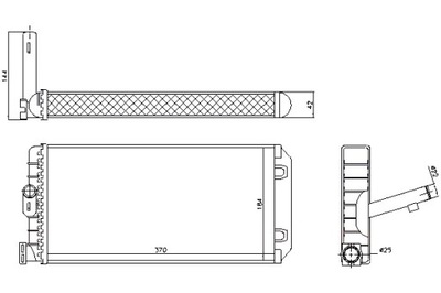 NISSENS ŠILDYTUVAS 184X370X42MM BE KORPUSAS MERCEDES ATEGO ATEGO 2 