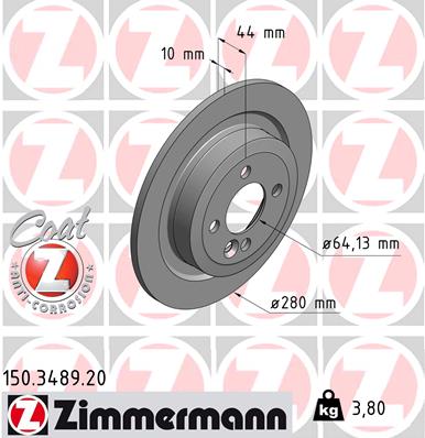 ZIMMERMANN 150.3489.20 ДИСК ТОРМОЗНОЙ