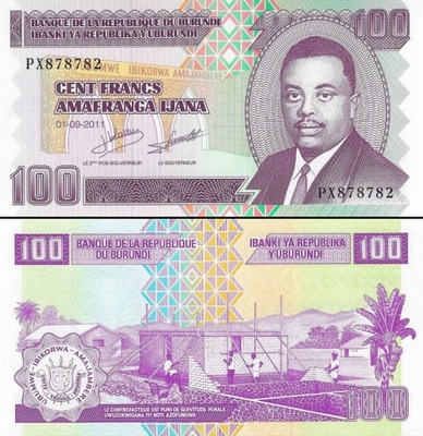 BURUNDI - 100 FRANKÓW - 2011 - P 44B - UNC + GRATIS *NN