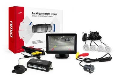 Zestaw czujników parkowania TFT01 4,3" z kamerą HD-308-LED 4 sensory srebrn