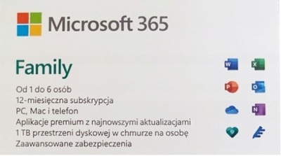 Microsoft Office 365 Family 6PC/12miesięcy