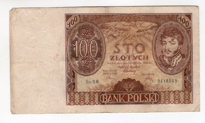 100 złotych 1934 Ser. BM. 9418049 dodatkowy znak wodny | |