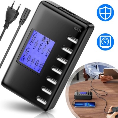 ŁADOWARKA USB 60W 8 PORTÓW MULTI-PORTOWA ŁADOWARKA USB STACJA ŁADUJĄCA