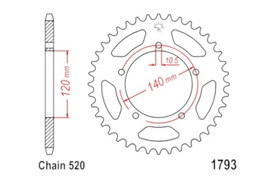 ENGRANAJE PARTE TRASERA ESJOT 50-32207-43 43Z 520  